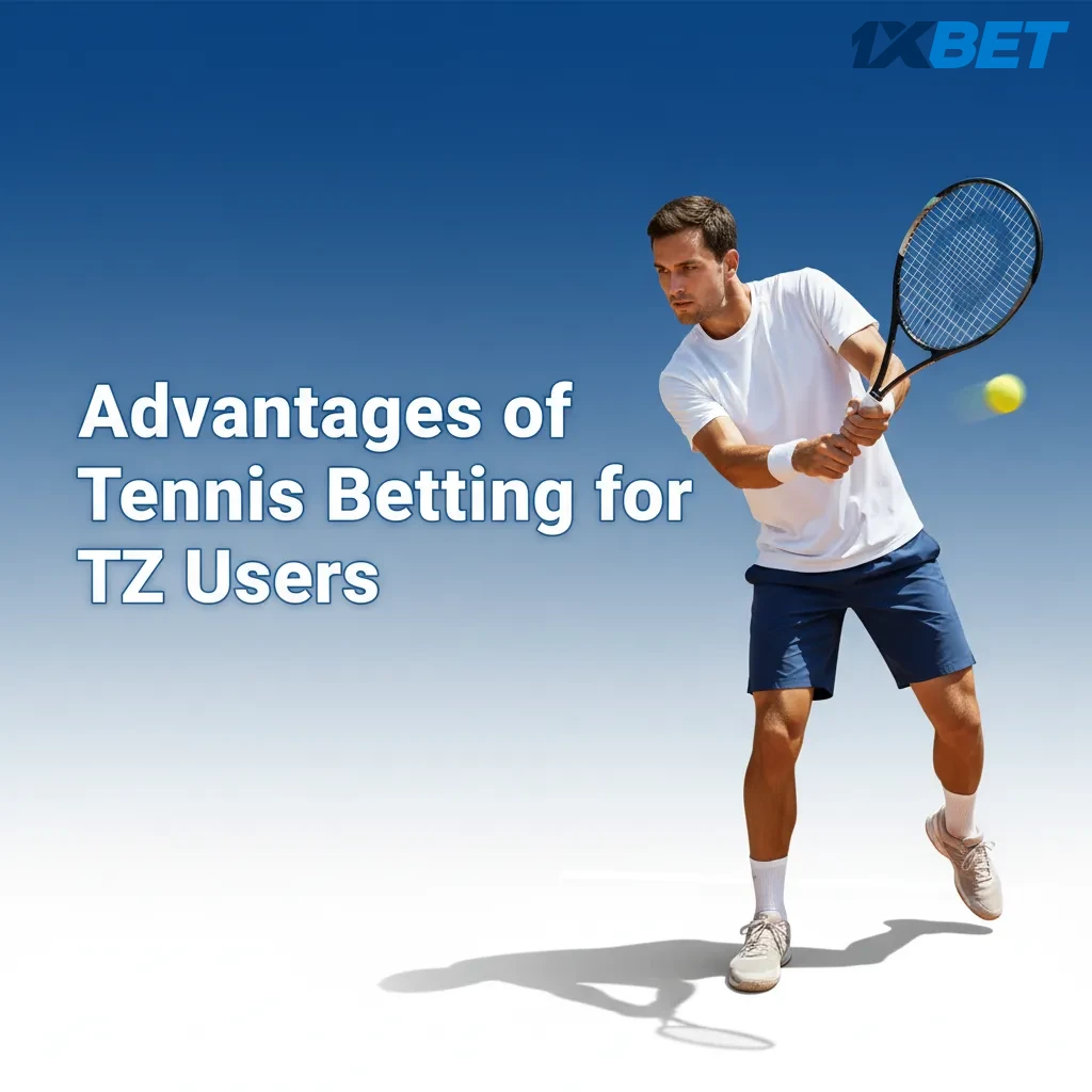 Graphic showing Tanzania tennis betting perks: deep markets, live Cash Out, TSh mobile money, low stakes, trackers, boosts.