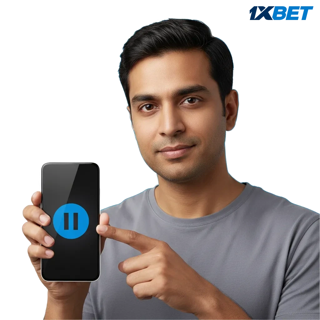 1xbet app interface with limit controls, play tracking, and break reminders for responsible gambling and support.