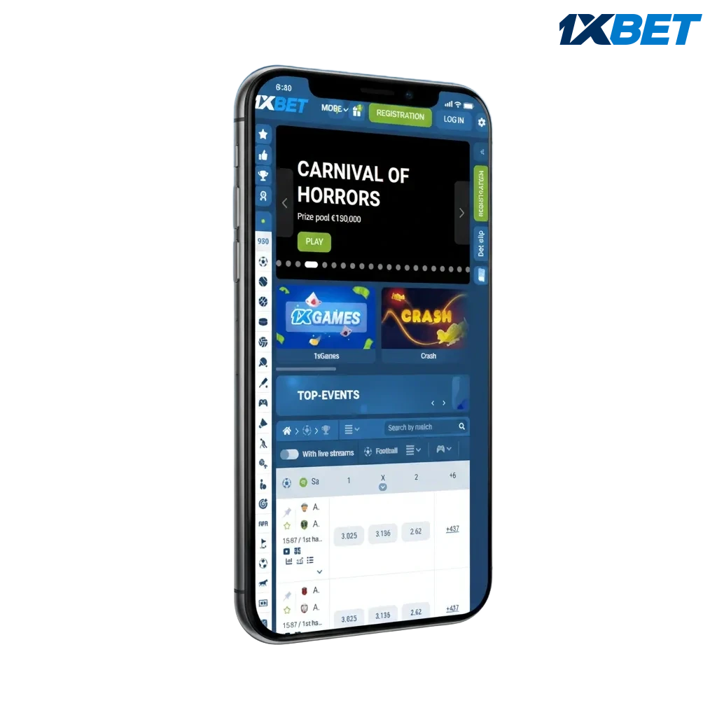 iPhone with 1xBet app: sports betting and casino in Tanzania, 300% first deposit bonus, local mobile money payouts